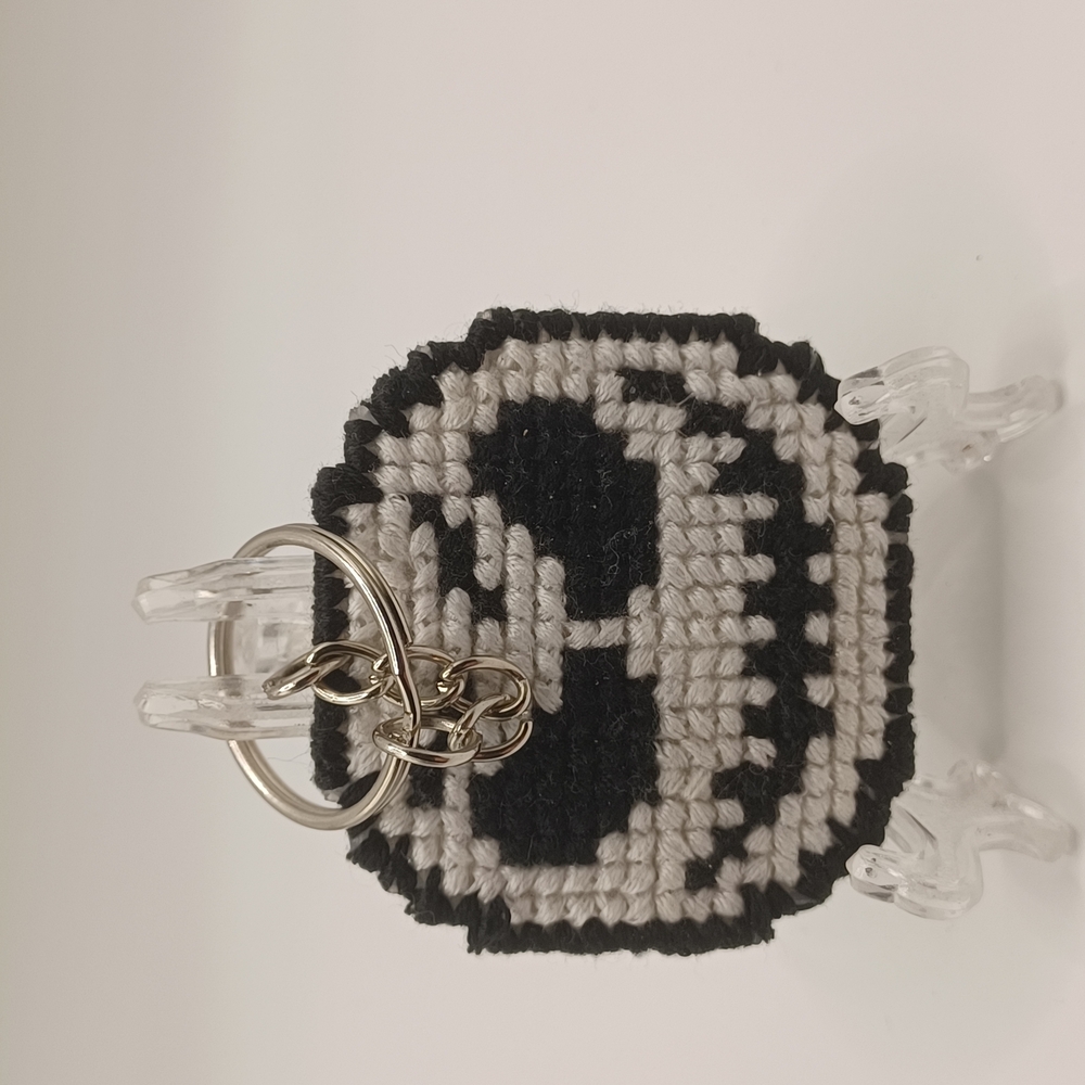 Black and White Crochet Keychain